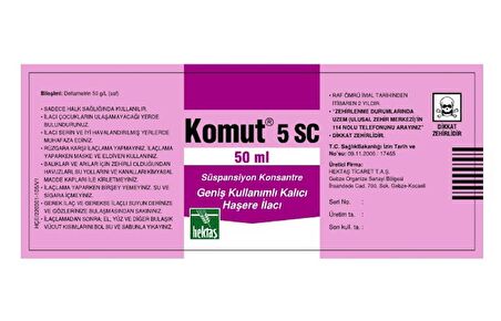 HEKTAŞ Komut 5 SC 50ml Karasinek, Sivrisinek Hamam Böceği İle Mücadele