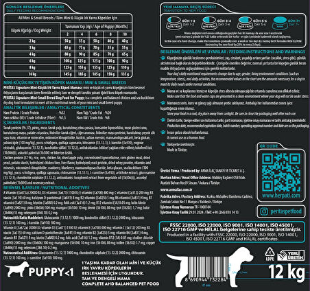 Signature Tavuklu Yavru Köpek Küçük Irk  3 kg