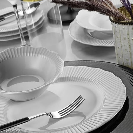 Porland Frilly Beyaz 24 Parça 6 Kişilik Yemek Takımı