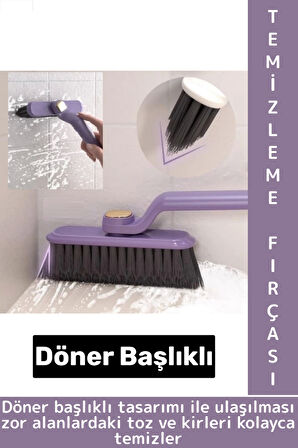 Ergonomik Zemin Derz Köşe Mutfak Banyo Zor Nokta Toz Kir Döner Başlıklı Cımbızlı Temizlik Fırçası