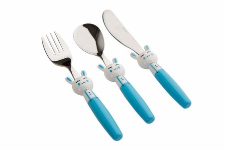 Porland Mini Rabbit Mavi Çocuk Çatal Kaşık Bıçak Takımı 3 Parça 04FST001624