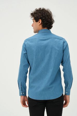 Erkek A.Mavi Denim Regular Fit Uzun Kol Gömlek