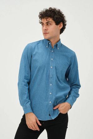 Erkek A.Mavi Denim Regular Fit Uzun Kol Gömlek