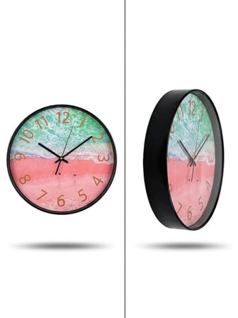 Lüks Pembe Kumsal Sessiz Akar Duvar Saati 35 cm - AW3505/S-YP