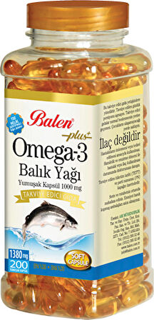 BALEN Omega 3 Balık Yağı Yumuşak Kapsül 1000 Mg 200 Kapsül Balen