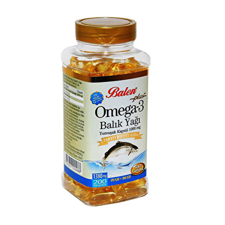 Balen Plus+ Omega-3 Balık Yağı Yumuşak Kapsül 200 Kapsül x 1380mg x 3 Kutu