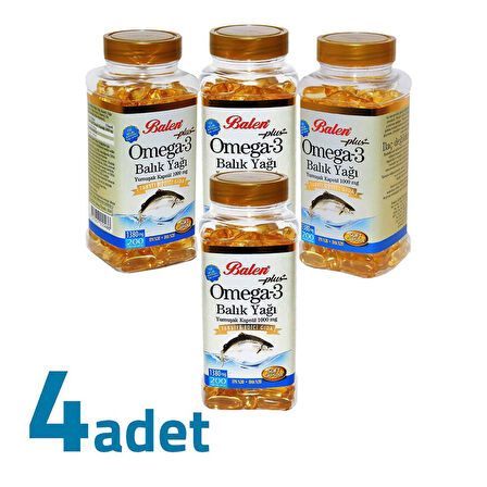 Balen Plus+ Omega-3 Balık Yağı Yumuşak Kapsül 200 Kapsül x 1380mg x 4 Kutu