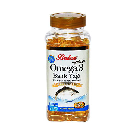 Balen Plus+ Omega-3 Balık Yağı Yumuşak Kapsül 200 Kapsül x 1380mg x 5 Kutu