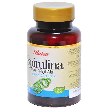 Balen Spirulina Kapsülü Mavi Yeşil Alg 375mg x 80 Kapsül