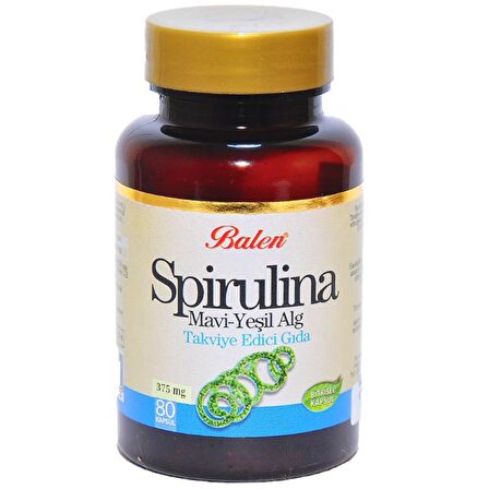 Balen Spirulina Kapsülü Mavi Yeşil Alg 375mg x 80 Kapsül