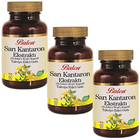 3 Adet- Balen Sarı Kantaron (St. John's Wort) Kapsül - 60 X 375 MG