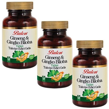 3 Adet Balen Ginseng & Gingko Biloba Tablet (120 Tablet 720 MG)
