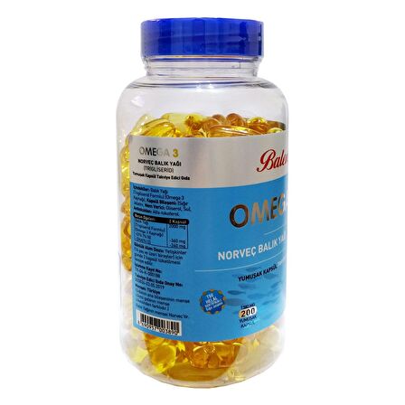 Balen Omega 3 Norveç Balık Yağı İçeren 200 Kapsül (1380 MG - Trigliserid Form)