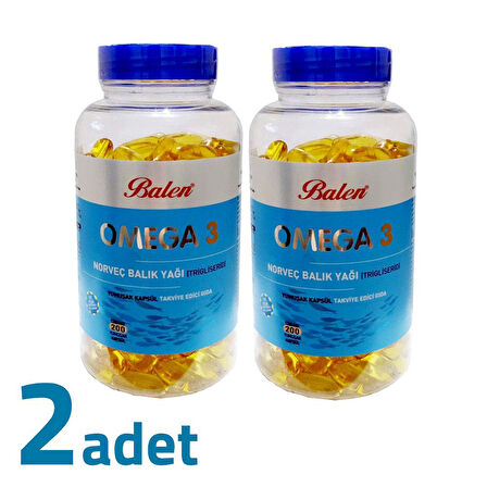 Balen Omega 3 Norveç Balık Yağı Trigliserid 1380MG x 200 Kapsül x 2 Kutu 