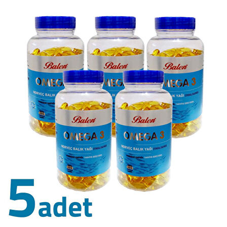 Balen Omega 3 Norveç Balık Yağı Trigliserid 1380MG x 200 Kapsül x 5 Kutu 