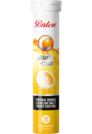 C VİTAMİNİ ÇİNKO PORTAKAL AROMALI EFERVESAN TABLET 20'Lİ