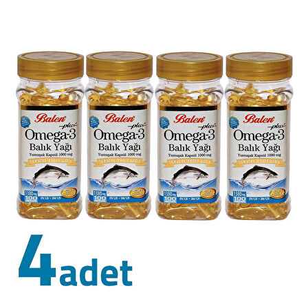 Balen Plus+ Omega3 Balık Yağı Yumuşak Kapsül 1380mg x 100 Kapsül x 4 Kutu