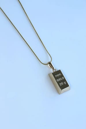 Fine Gold Külçe Altın Uçlu 316L Çelik Paslanmaz Kararmaz Kadın Çelik Kolye