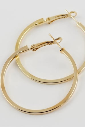 Premium Seri Köşeli Halka Tasarım 4 Cm Kadın Çelik Küpe