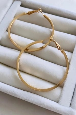 Premium Seri Köşeli Halka Tasarım 4 Cm Kadın Çelik Küpe