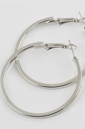 Premium Seri Köşeli Halka Tasarım 4 Cm Kadın Çelik Küpe