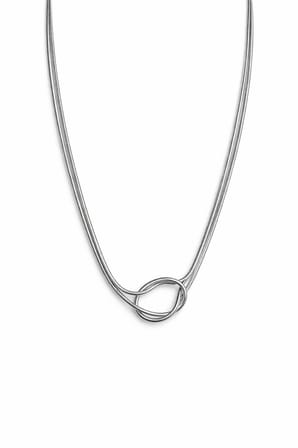 Özel Seri Kadın Silver Gümüş Renk Düğüm Detaylı 45 Cm Çelik Kolye