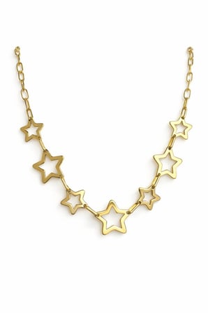Çoklu Yıldız Tasarım Gold 45 Cm Kadın Çelik Kolye
