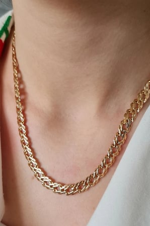 Exclusive Seri Rose Renk Klasik Geniş Zincir Model Kadın Çelik Kolye