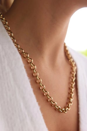 Exclusive Seri Rose Renk Oval Halka Zincir Model Kadın Çelik Kolye