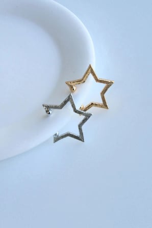 Yıldız Tasarım Sıkıştırmalı Earcuff Kıkırdak Küpe