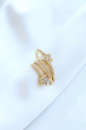 Çoklu Görünüm Zirkon Taşlı Yıldız Model Earcuff Kıkırdak Küpe