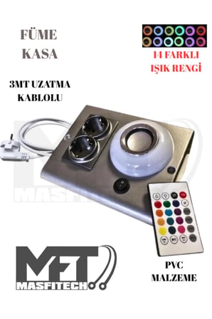 Masfitech Tezgah Altı Bluetooth Müzik Çalar Priz Uzatma Kablolu Füme