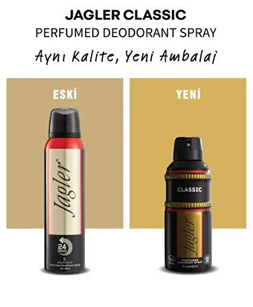 Jagler Classic Antiperspirant Ter Önleyici Leke Yapmayan Erkek Sprey Deodorant 150 ml