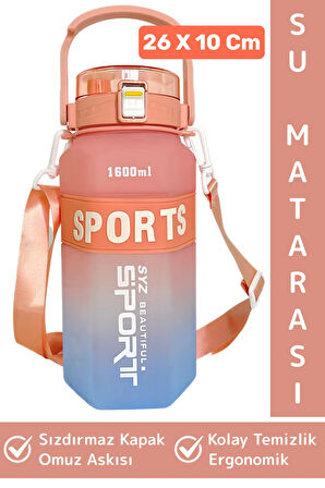 Dayanıklı BPA İçermz Sızdırmaz Kapak Kolay Temizlenir Okul Ofis Spor Omuz Askılı Su Matarası 1600 ML