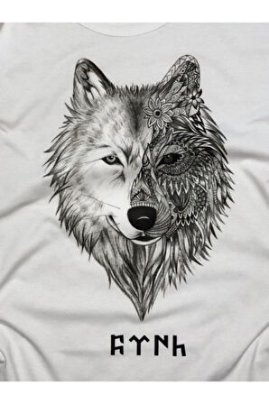 Kurtlu Göktürk Baskılı Tişört