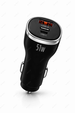 51W PD 6A Araç İçi Hızlı Şarj Cihazı USB-C + USB-A Çift Çıkışlı Type-C ve iPhone Uyumlu Oto Çakmaklık Şarj Adaptörü