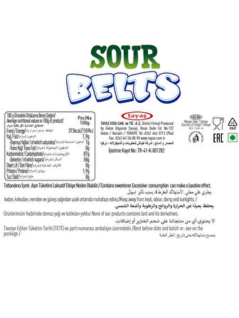 Damla Sour Belts Licorice Çilekli Karton Kutu 15 Gr X 72 Adet Kutulu