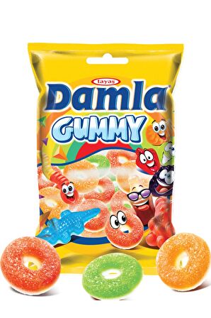 Damla Gummy Ring Sour Gummy & Foam 1 Kg Jel Şeker