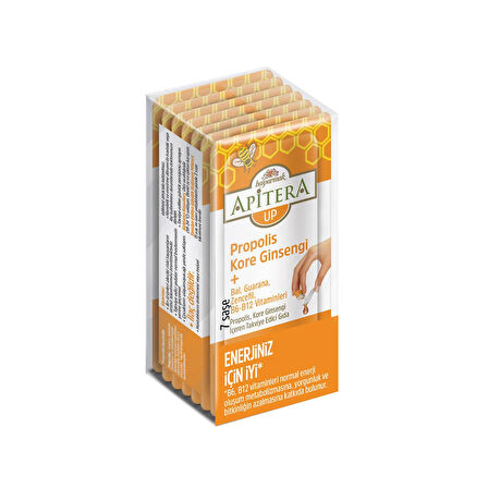 Apitera UP Doğal Bal, B Vitaminleri, Kırmızı Ginseng, Guarana ve Propolis İçeren Takviye Edici 56'lı Saşe