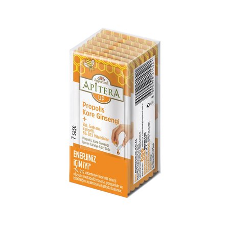 Apitera UP Doğal Bal, B Vitaminleri, Kırmızı Ginseng, Guarana ve Propolis İçeren Takviye Edici 56'lı Saşe