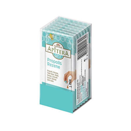 Apitera GEST Doğal Bal, Rezene, Tıbbi Nane, Kekik, Kakule, Zencefil ve Propolis İçeren Takviye Edici 56’lı Saşe