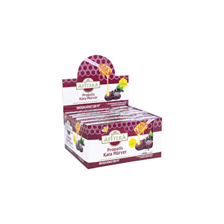 Apitera Doğal Bal, Kara Mürver, Zerdeçal, C Vitamini ve Propolis İçeren Takviye Edici 96’lı Boğaz Pastili