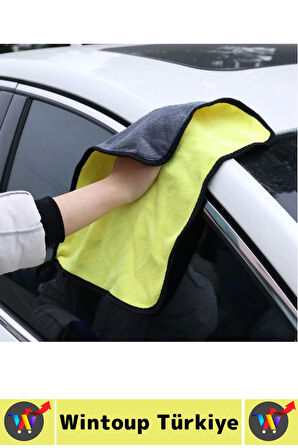 Araç İç Dış Temizleme Yüksek Emici Çift Katlı Kalın Yünlü Mikrofiber Araba Temizlik Bezi 50x70 Cm