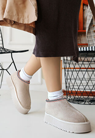 Pabucmarketi Bej Süet Kadın Bot