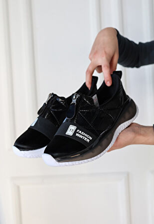 Pabucmarketi Siyah Paraşüt Kadın Sneaker Ayakkabı