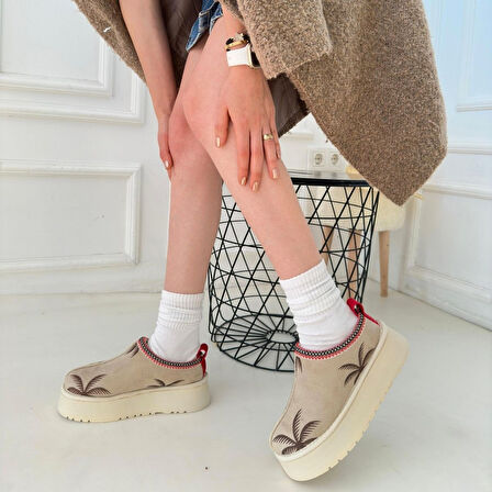 Pabucmarketi Kadın Bej Süet Bot