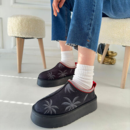 Pabucmarketi Kadın Siyah Süet Bot