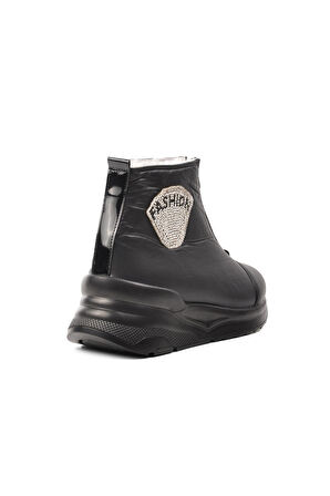 Aspor Siyah Dar Kalıp Kadın Kar Botu