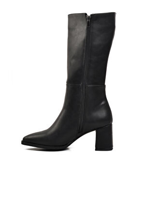 Aspor Siyah Kadın Topuklu Çizme
