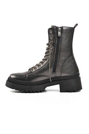 Aspor Gri Gümüş Platin Kadın Topuklu Bot